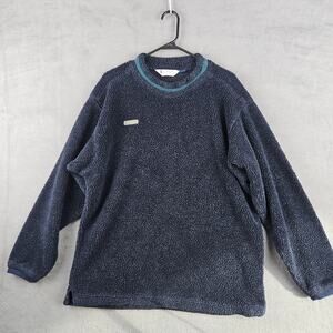 Vintage Columbia Fleece Sweater Mens Large Navy Blue Made In USA Sherpa